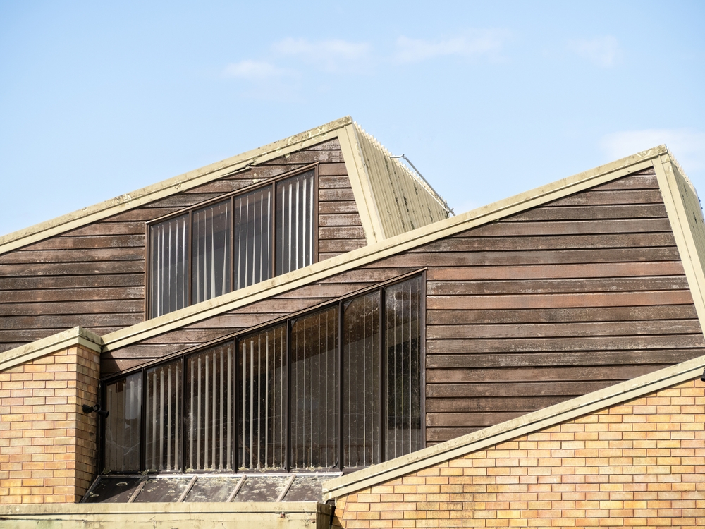 House,With,Asymmetrical,Saltbox,Skillion,Roof.,Suburban,House,Architecture.