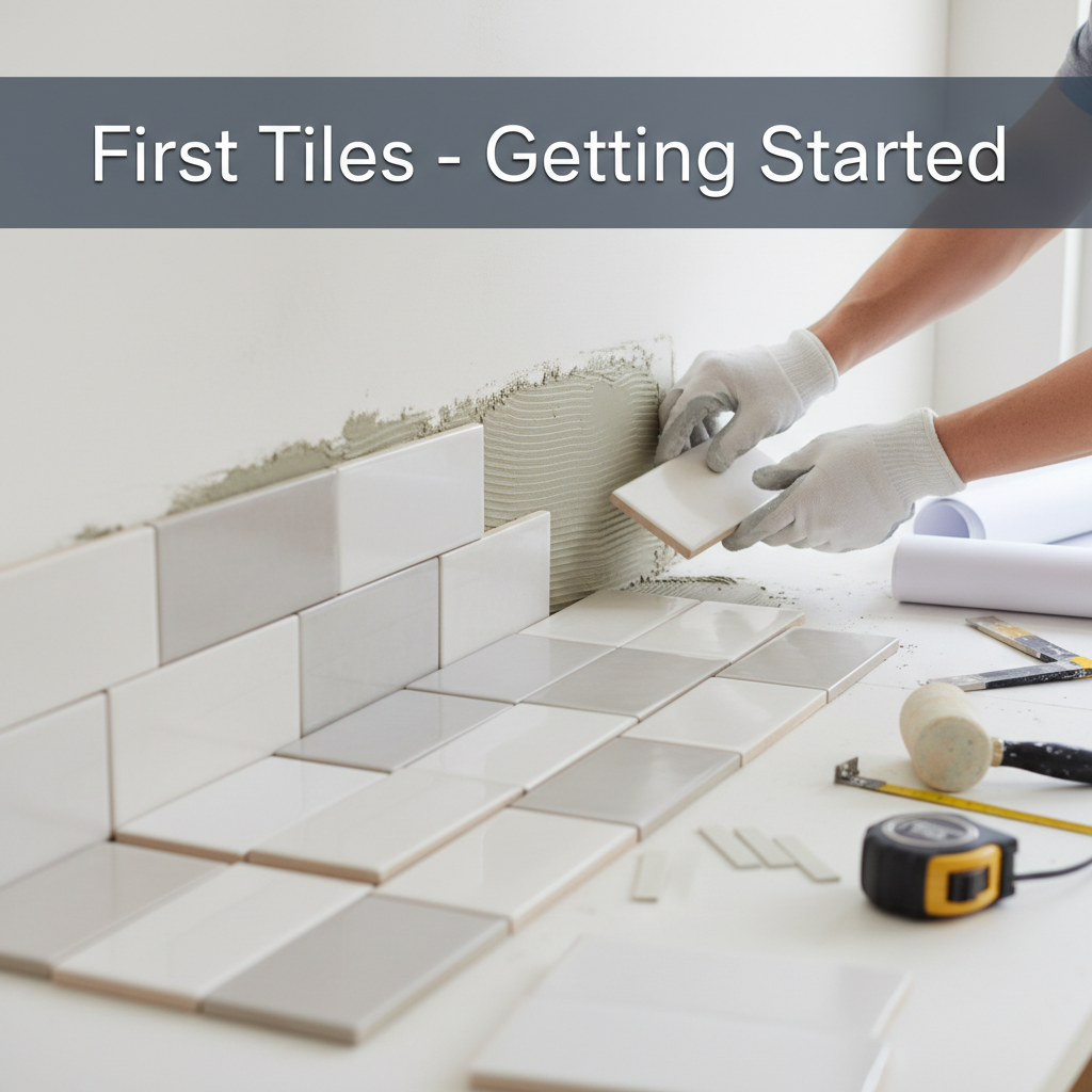 Professional blog header image for article titled: First Tiles - Getting Started. High quality, relevant imagery, clean composition.