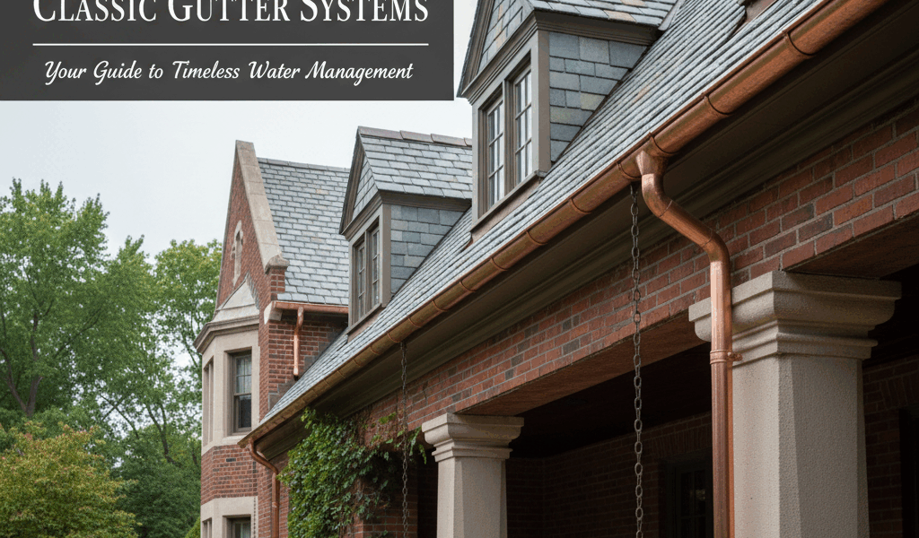 Professional blog header image for article titled: Classic Gutter Systems. High quality, relevant im