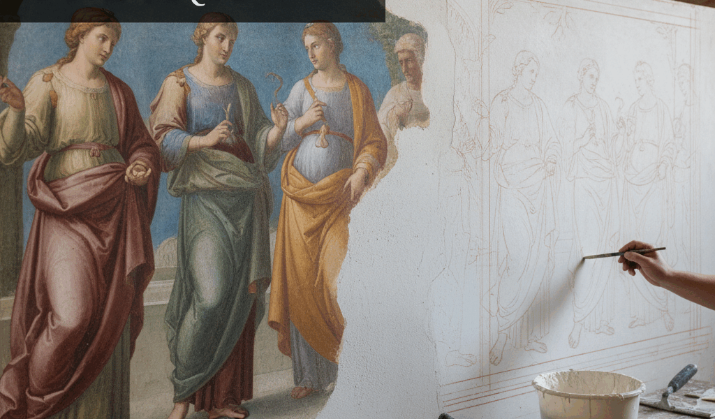 Professional blog header image for article titled: Fresco Painting Technique. High quality, relevant