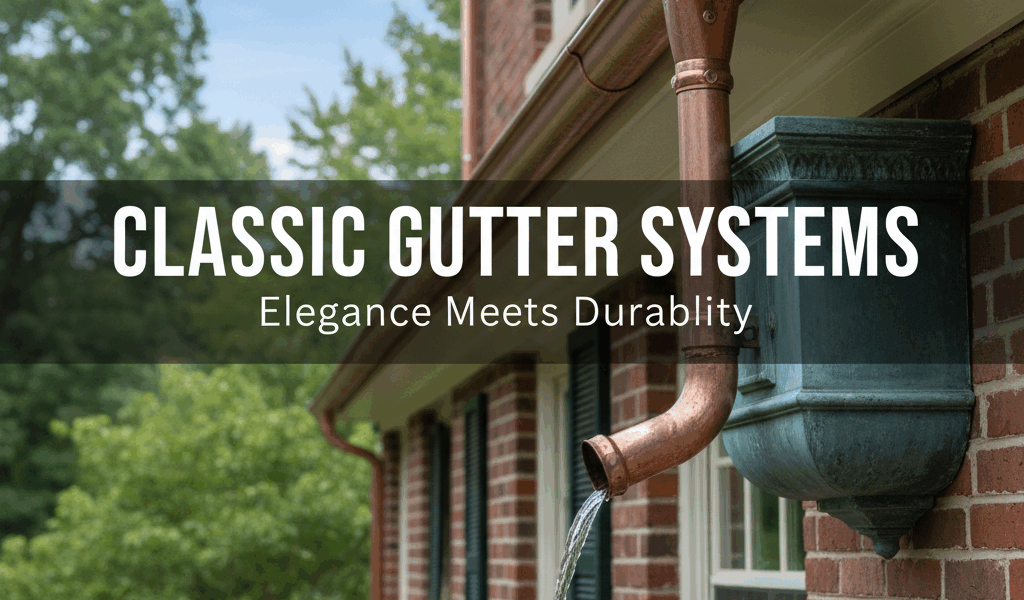 Professional blog header image for article titled: Classic Gutter Systems. High quality, relevant im