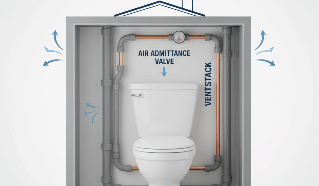 Professional blog header image for article titled: Toilet Venting Options. High quality, relevant im